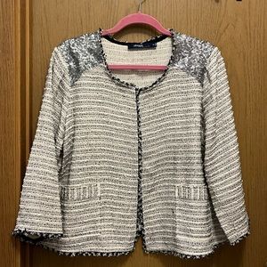 Eloquii Black & white cropped tweed jacket
